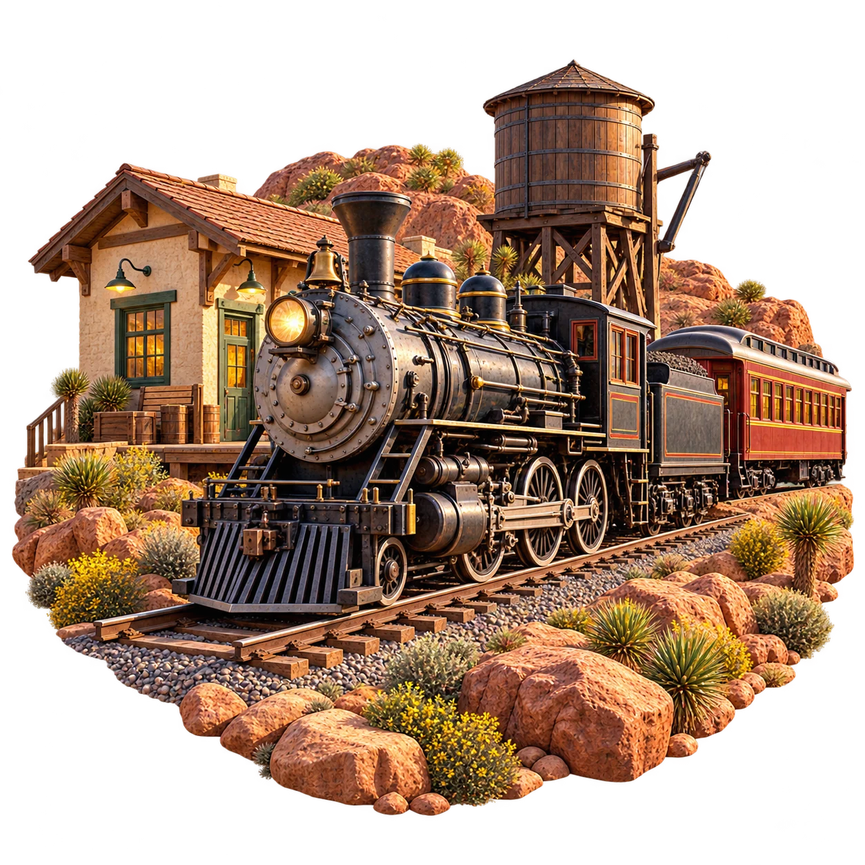 Original Plot Luck miniature art of Boulder City Railroad