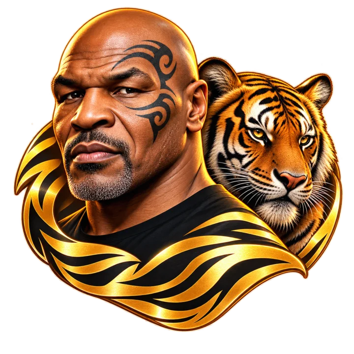 Plot Luck map art of Mike Tyson with a tiger