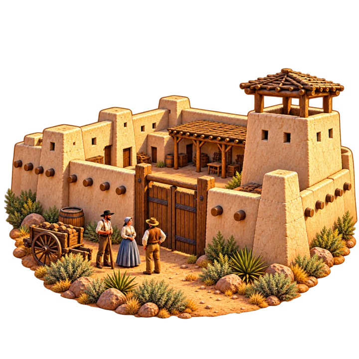 Plot Luck map art representing the Old Las Vegas Mormon Fort