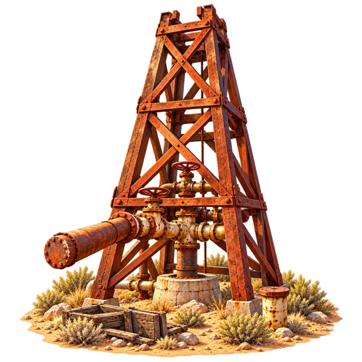 Plot Luck map art of the historic Las Vegas Springs well derrick